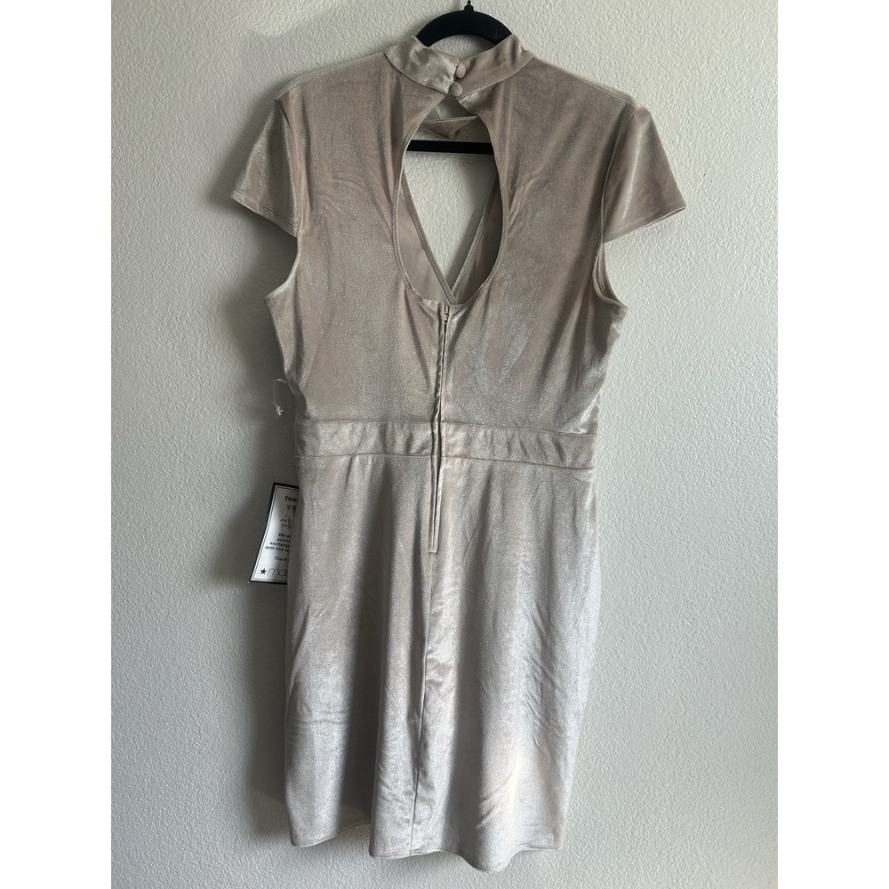 B. Darlin Champagne Velvet Beige Semi Wrap Cut Out Bodycon Midi Dress Sz 15/16 - Picture 3 of 10